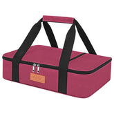 BBV Insulated Casserole Carrier front view in burgundy keeps hot or cold dishes safely portable.