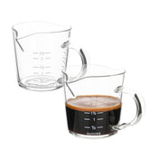 BCnmviku espresso shot glass with double spouts and pouring handle for smooth pours.
