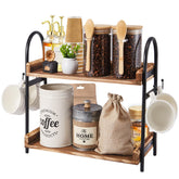 BDBDYEAY coffee bar organizer two-tier design keeps counter neat and accessible.