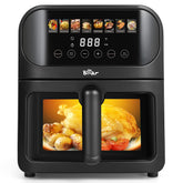 Bear air fryer exterior in stainless steel with a sleek, spacious look.