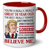 BECHUSKY 70th mug with 1956 theme, a milestone gift for celebrations.