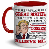BECHUSKY Christmas mug for sister with festive design, ideal for morning coffee.