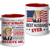 BECHUSKY Christmas mug for husband with bold front print, perfect for morning coffee.