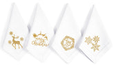 Bedding Craft napkins with gold embroidery on crisp white fabric for refined table settings