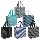BeeGreen 6-pack foldable grocery bags with animal prints for stylish, reusable shopping.