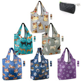 BeeGreen dog paws print tote bag, 6-pack, ideal for groceries and daily errands.