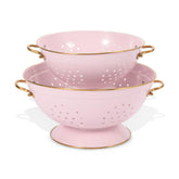 BeFare metal colander 3qt pink shows sturdy build for quick rinsing of pasta and veggies.