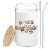 BEHIFL glass coffee cup with bamboo lid and straw for daily hot or cold drinks