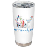 BEHIFL Mahjong Cocktail Tumbler with lid and straw for spill-proof sipping on the go.