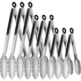 Beieverluck 9-piece stainless steel tongs set for versatile kitchen use