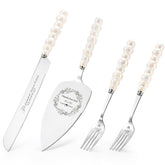 BEKESIN wedding knife and server with ceramic pearl handle for elegant cake cutting