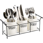 Bekith ceramic utensil caddy with spoon holder keeps counter organized.