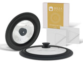 Bella Cooks universal lid on a 7in pot with clear glass for easy monitoring.