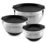 Bellemain mixing bowls with lids set shown closed for freshness and mess-free prep
