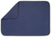 Bellemain XXL dish mat in navy safely fits a full sink of dishes.