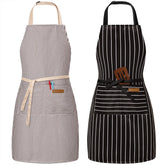 BeLuyi two-pack adjustable bib apron with front pockets for kitchen organization.