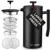 Belwares French Press 50oz black front view showing large capacity for family servings