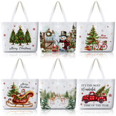 Bencailor Christmas canvas tote tree design, ideal for gift shopping and daily use.