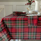 Benson Mills holiday plaid tablecloth 60x104 red, ideal for festive dining