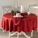 Benson Mills Ravenna tablecloth close-up jacquard texture for festive gatherings.