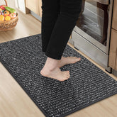 BEQHAUSE kitchen rug 20x32 charcoal shows absorbent fibers catching spills