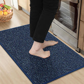 BEQHAUSE kitchen rug close-up shows absorbent fibers that catch spills quickly.