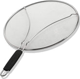 BergKoch splatter screen 15inch on a pan to reduce oil splatter during frying