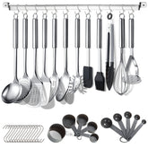 Berglander 38-piece utensil set front view, durable stainless steel for daily cooking.