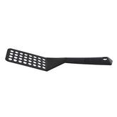 Berndes 9011 black slotted spatula showing a slim head designed for non-stick pans and easy lifting
