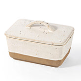Besmeety ceramic butter dish with lid keeps butter fresh on the table.