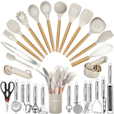 BESTZMWK 35-piece set featuring a slotted spatula for safe nonstick cooking.