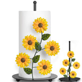 BESZONE Sunflower paper towel holder on a countertop adds rustic charm and easy towel access.