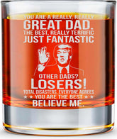 BETHEGIFT Dad Rock Glass 10oz for whiskey lovers at home.