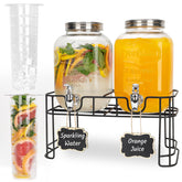 Betrome 2-pack glass drink dispensers on a party stand