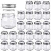 Betrome 8 oz mason jar with regular mouth and clear glass for easy contents visibility.