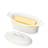 Better Butter butter dish with lid on countertop for easy access and freshness.