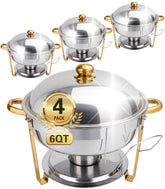 Beviliu 6QT chafing dishes set on a buffet table, ideal for keeping food warm.