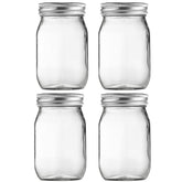 BEWAVE 16oz glass mason jar with regular mouth for clear food storage.