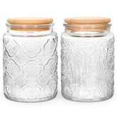 BEWAVE vintage glass jar with wide mouth for easy filling and pouring.
