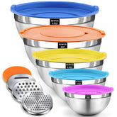 BEWOS mixing bowls with lids, a sleek set ready for organized prep