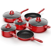 BEZIA induction set with nonstick coating for effortless food release.