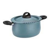 Bialetti Taste of Italy pasta pot in teal, 5.5-quart, ideal for boiling long pasta.