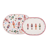 Bico Christmas Soldier 16-inch oval platter with vibrant glaze, ideal for festive serving