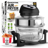 Big Boss 16qt extra-large glass air fryer front view showing spacious burn chamber for family meals.