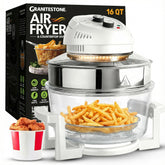 Big Boss 16Qt glass bowl browning view for crispy, oil-free meals.