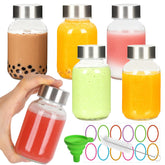 BIGIVACA 6-pack glass bottles with lids, ideal for fresh juices on the go.