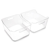 BINO X-Large clear storage bin front view for easy fridge organization.