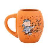 Bioworld Peanuts mug top view shows orange oval ceramic design for daily coffee.