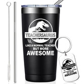 BIRGILT Teachersaurus tumbler with dinosaur graphic keeps drinks cold for hours