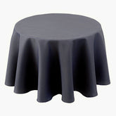 Biscaynebay textured round tablecloth in dark grey adds elegant dining for everyday meals.